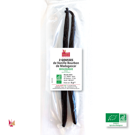 2 Vacuum-packed LAVANY Bourbon Vanilla Pods from Madagascar Organic Farming