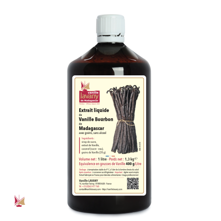 1 Liter LAVANY Bourbon Vanille Extrakt 400 aus Madagaskar mit Getreide aus konventionellem Anbau