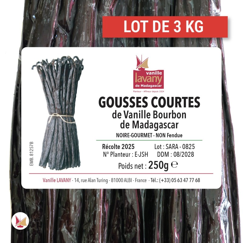 Gousses de Vanille courte vendue par lot de 3 kg