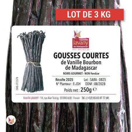 Gousses de Vanille courte vendue par lot de 3 kg