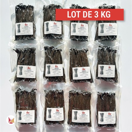 Lot de 3 kg de Gousses de vanille conventionnelle courte, longueur 13 cm